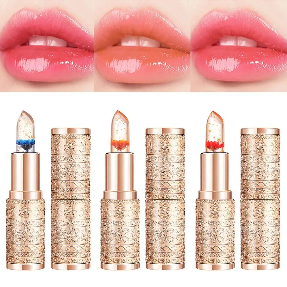 Flower Lip Balm Color Change Lipstick Flower Jelly Flower Lipstick Hydrating Moisturizing Waterproof Makeup Cosmetics For Women