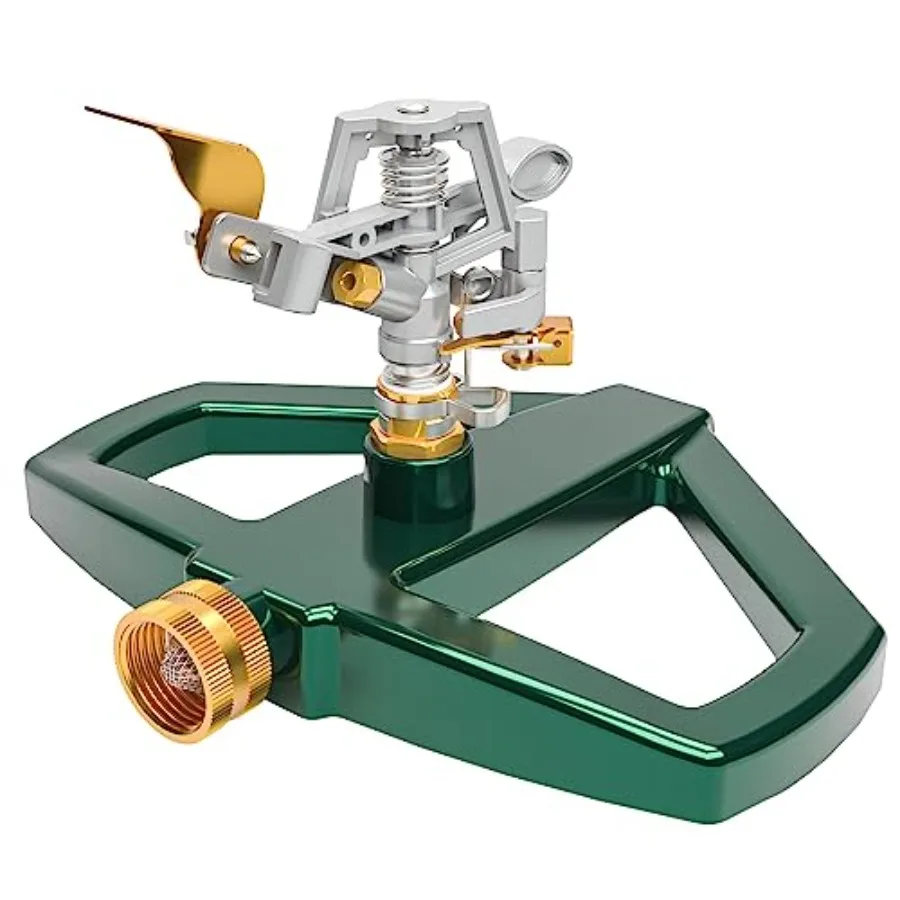 

Сверхмощный вращающийся на 360 градусов импульсный спринклер для газона с металлическим основанием для больших садовых зон, идеально подходит для орошения двора