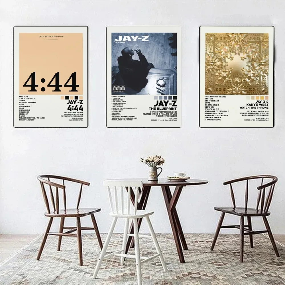 Hot Jay Z The Blueprint 444 Tra Cklist Music Album Cover Poster Prints Wall Art Painting Picture Photo Gift for Room Home Decor
