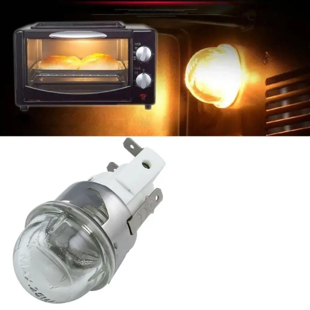 

E14 Oven Lamp Holder Ceramic Base 25W Illumination Lamp Holder Tempered Glass High Temperature Resistant Oven Lamp Cap Baking