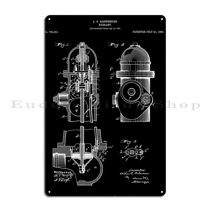 Hydrant Patent Metal Sign Party Plaques Designing Custom Club Tin Sign Poster