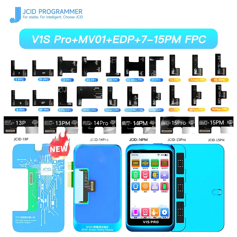 Jcid Mv01 Edp Módulo de Teste de Tela Programador V1s Pro para Tela Apple Iphone Teste de Funções Completas para Huawei Samsung Xiaomi