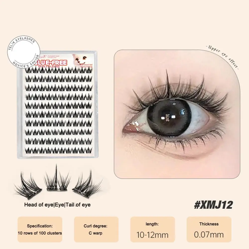 Kleberfreie falsche Wimpern, natürliches DIY, selbstklebendes Cluster, wiederverwendbare Wimpern, koreanisches Make-up im Manga-Stil