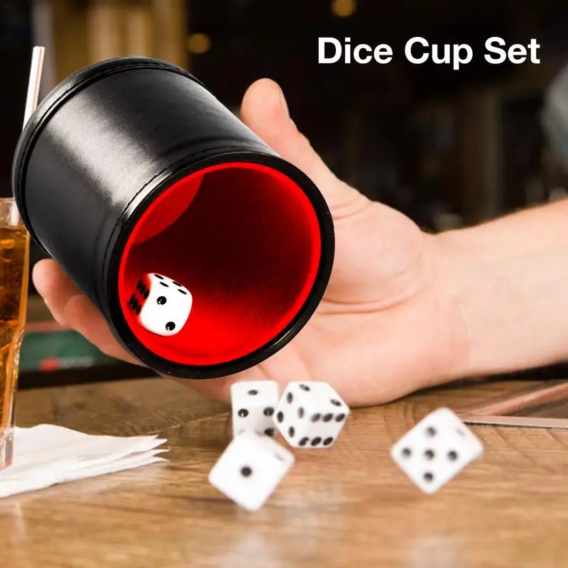 

Dice Cup Set With 5 6-sided Dices High Quality PU Leather Stable Sturdy Comfortable Hand Feeling Dice Cup Set For Table Game