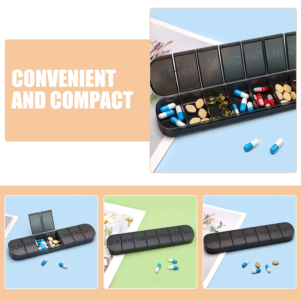 

Daily Pill Box Medicine Organizer Portable Small Travel Vitamin Case Airtight PP Storage Box for Medicine Protection Travel Use