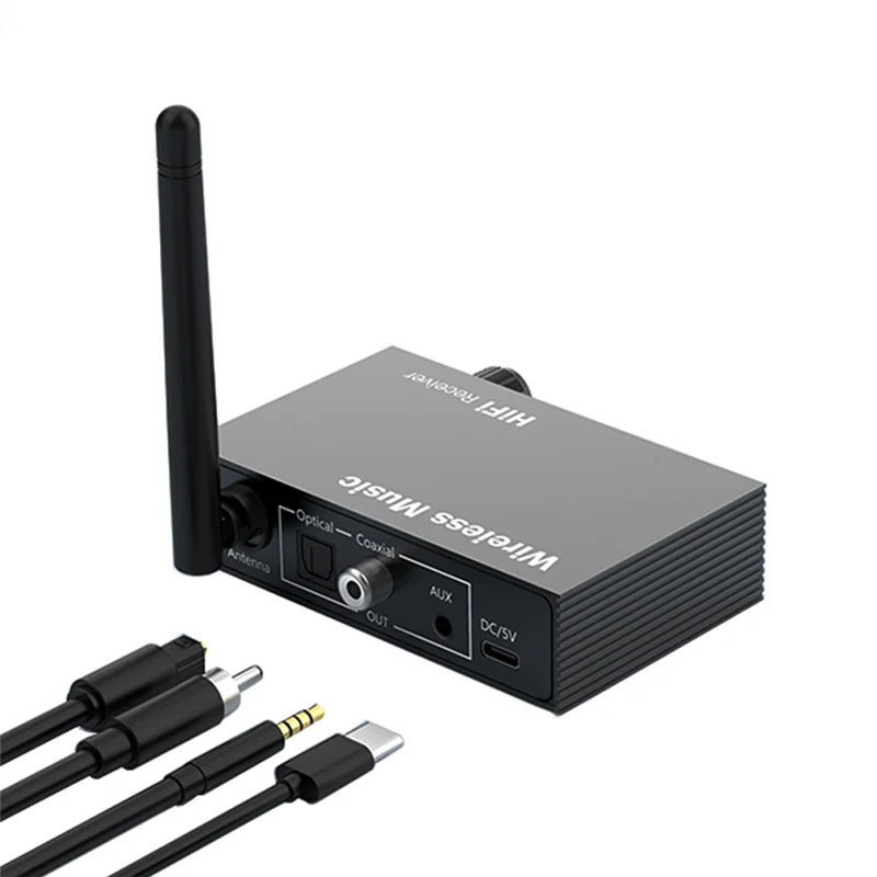 

Optical Fiber Coaxial Bluetooth 5.3 Audio Receiver Microphone Karaoke USB Player Audio Receiver Adapter-ABIU