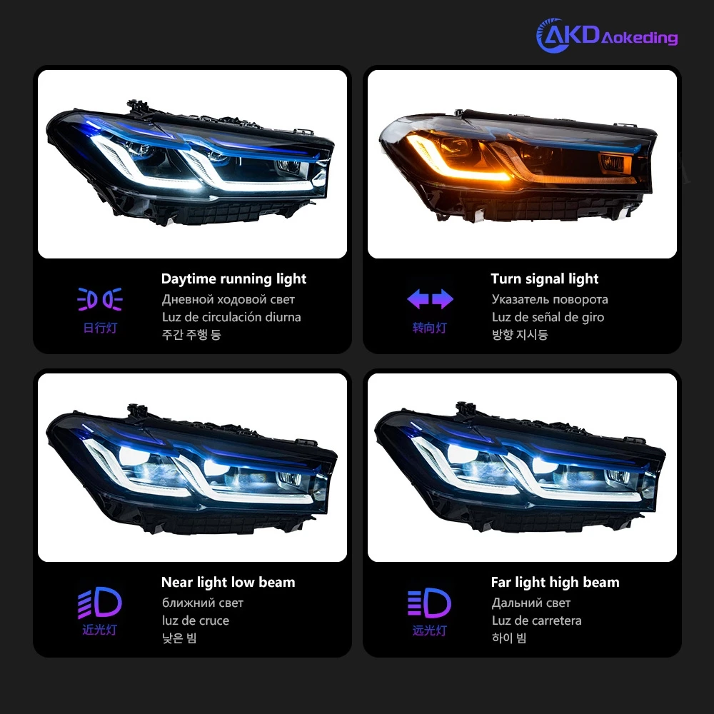 Samochód dla BMW G30 2018-2022 M5 LCI reflektory DRL Hella LED żarówka Bi Xenon samochodowe światła przeciwmgielne akcesorium G38 lampa czołowa