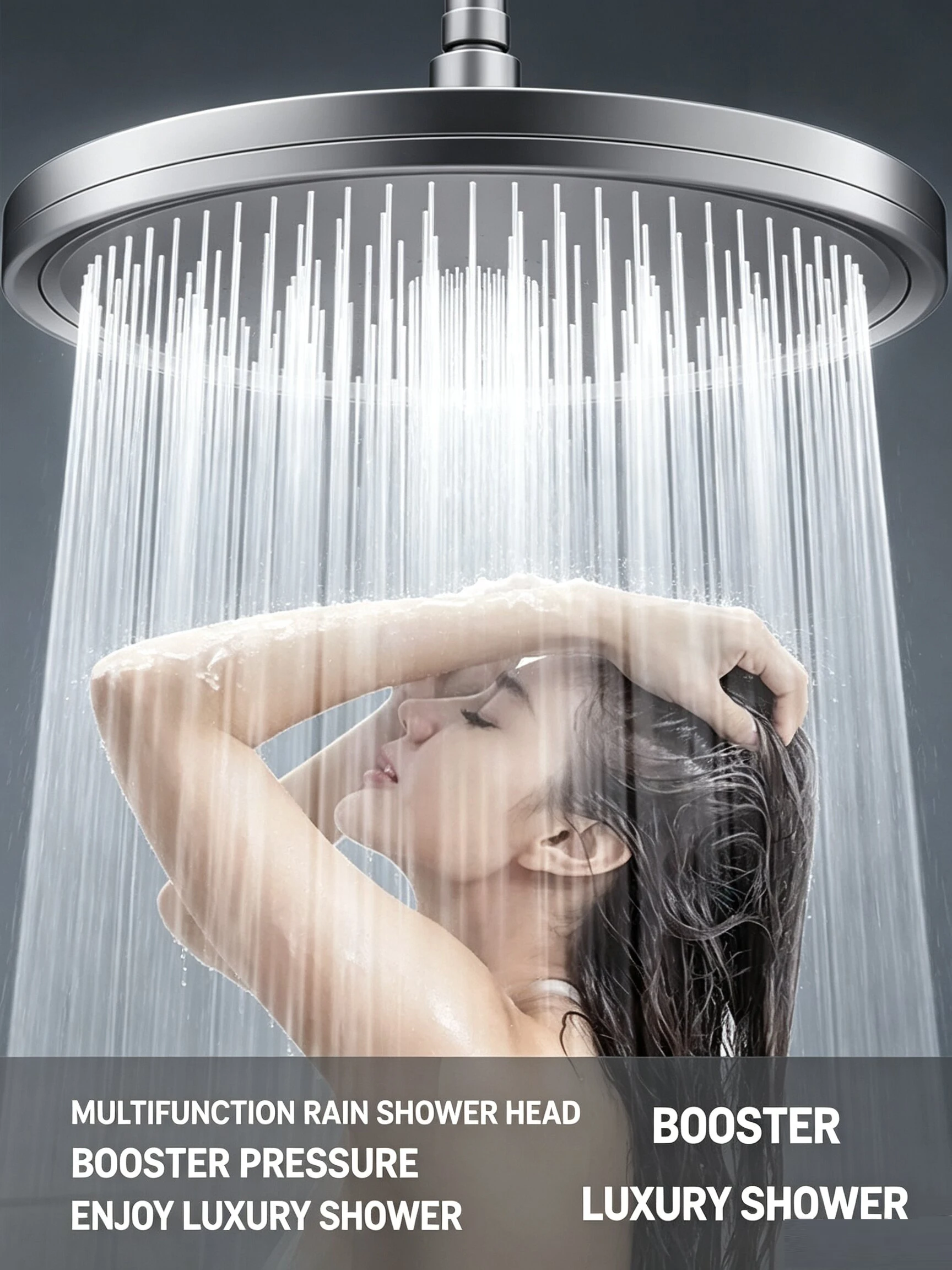 1pc 23CM High Pressure Large Flow Top Shower 9 Inch 6 Modes Pressure Boosting Bathroom Shower Head Filter Purified Water Sprayer