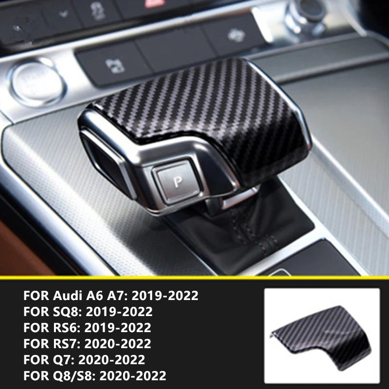 LHD Car Carbon Fiber Gear Shift Knob Handle Lever Cover For AUDI A6 C8 A7 SQ8 RS6 RS7 Q7 Q8 S8 2019 - 2022 Interior Accessories