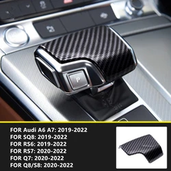 LHD Car Carbon Fiber Gear Shift Knob Handle Lever Cover For AUDI A6 C8 A7 SQ8 RS6 RS7 Q7 Q8 S8 2019 - 2022 Interior Accessories