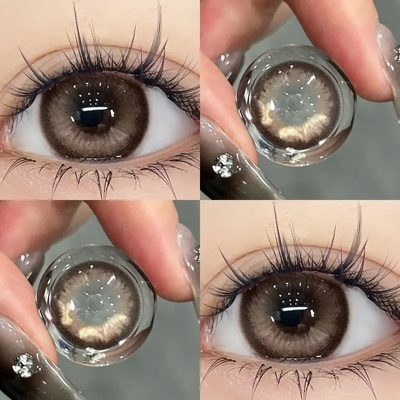 Duoxiu 2pcs Color Contact Lenses With Nature Eyes Brown Myopia Degree-0.00~ -8.00 Beauty Pupil Makeup Eye Fast Shipping