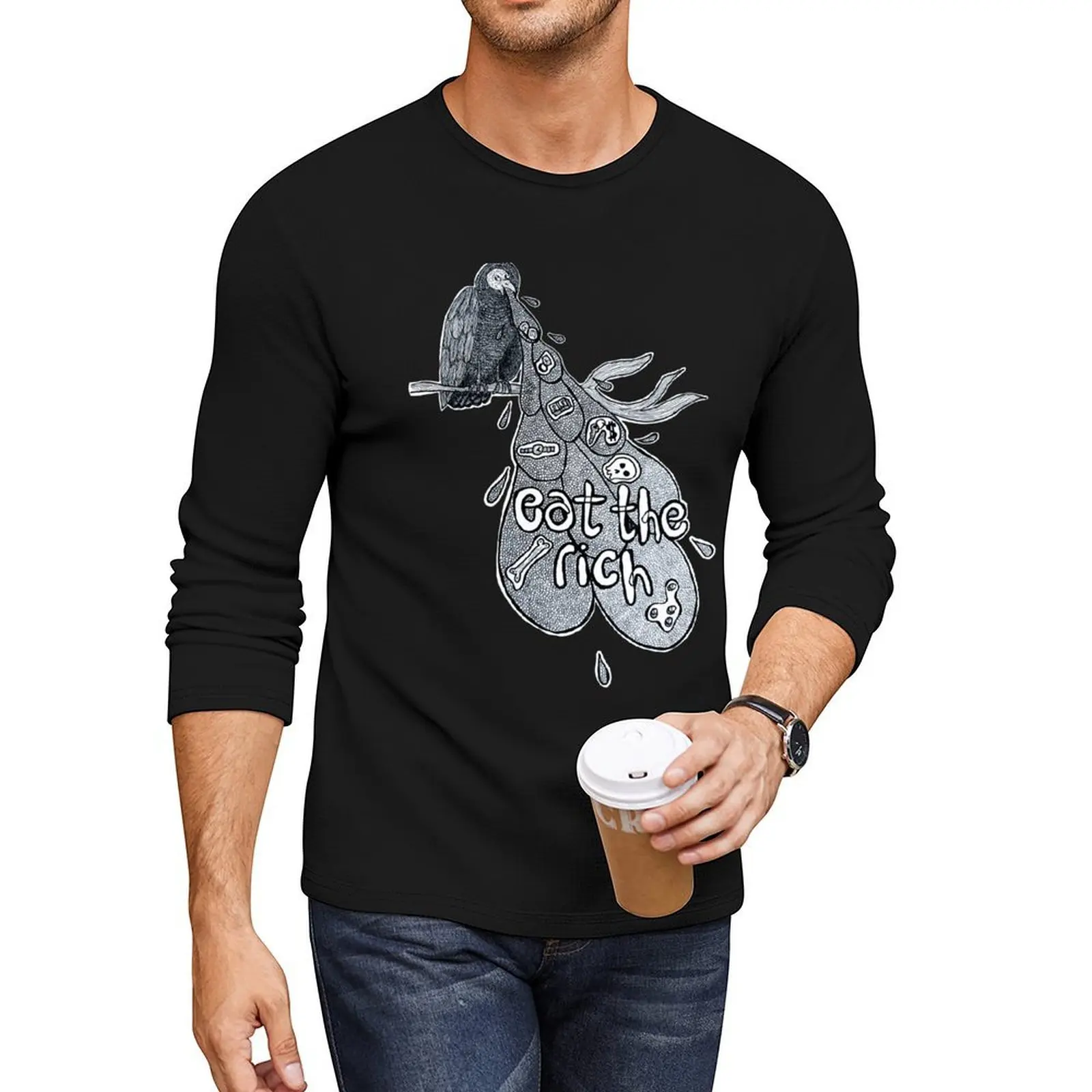 

eat the rich Long T-Shirt anime heavyweight t shirts funny t shirt graphics t shirt Men's shirts