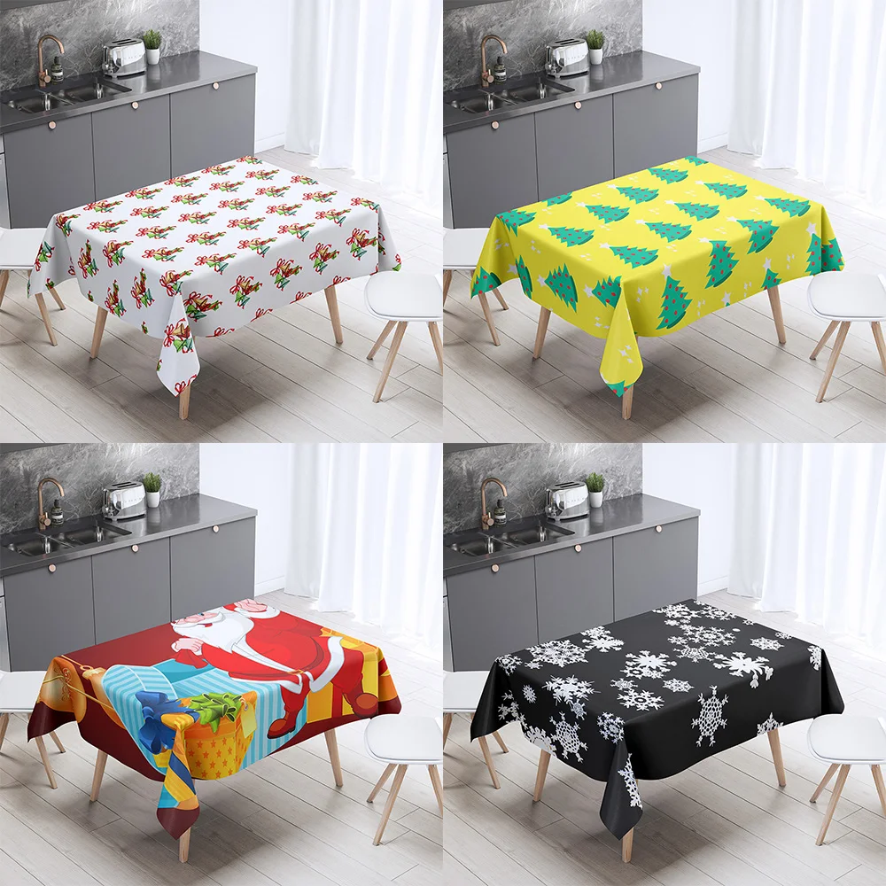 Christmas Theme  Decoration Pattern Tablecloth Home  Rectangle Party  Stain Resistant Dust Cover