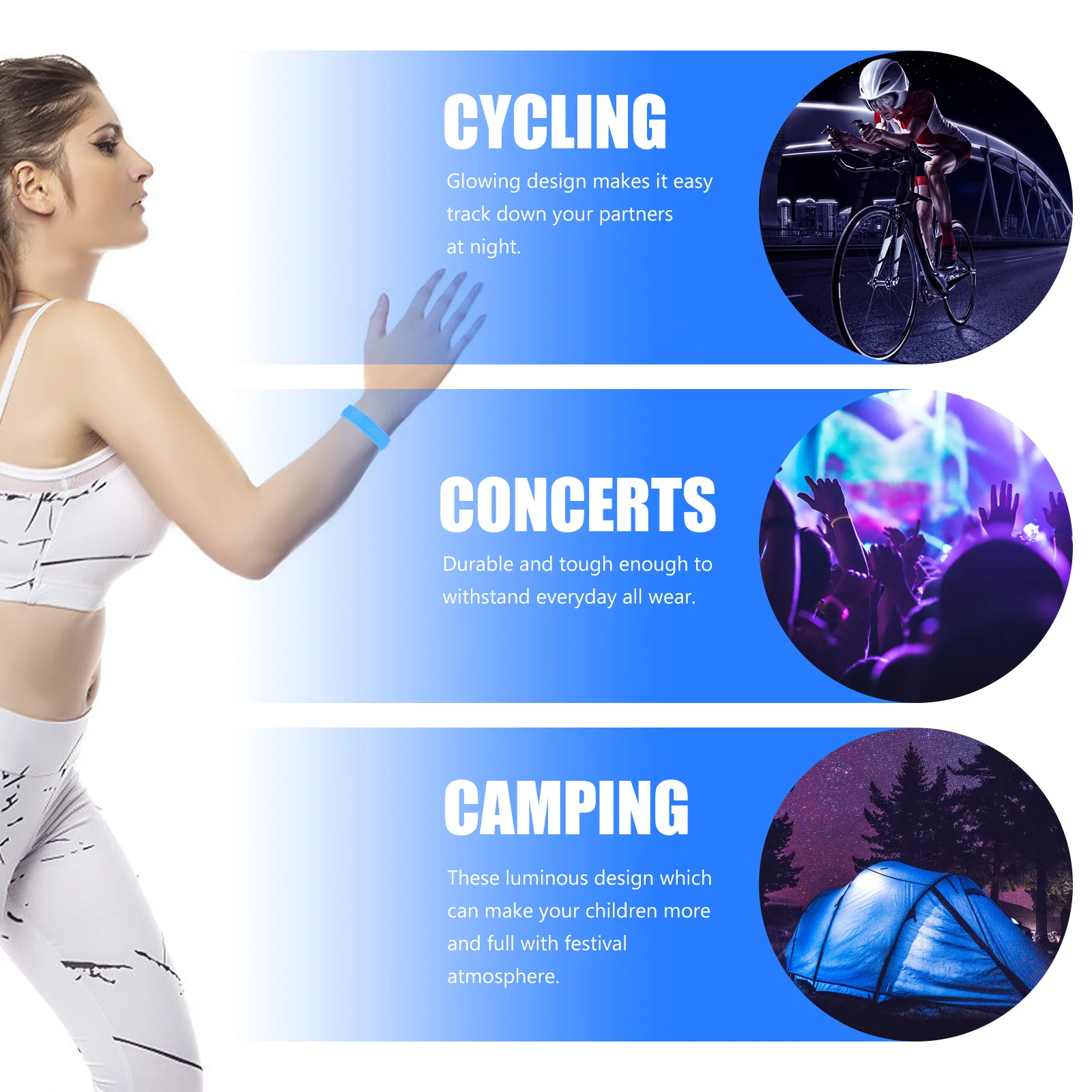 

Led Wristband Rechargeable Glow Bracelet For Running Walking Cycling Climbing Up Arm Bands Luminous Jewelry