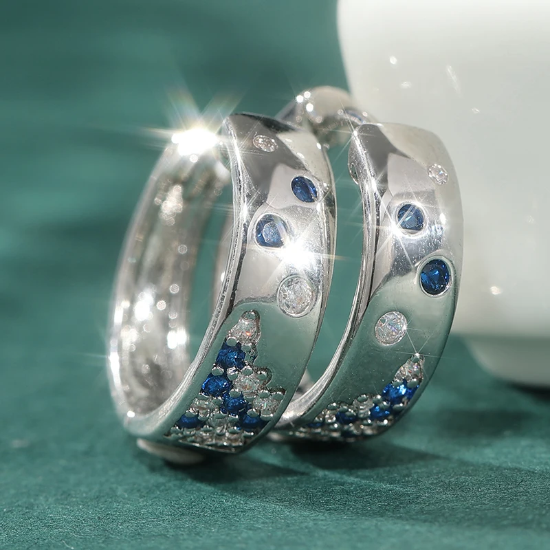 Modische Ohrringe mit blauem Zirkon und Sternenhimmel-Motiv für Damen, exquisiter Ohrschmuck für Hochzeit, Party, Bankett, trendige Geburtstagsgeschenke