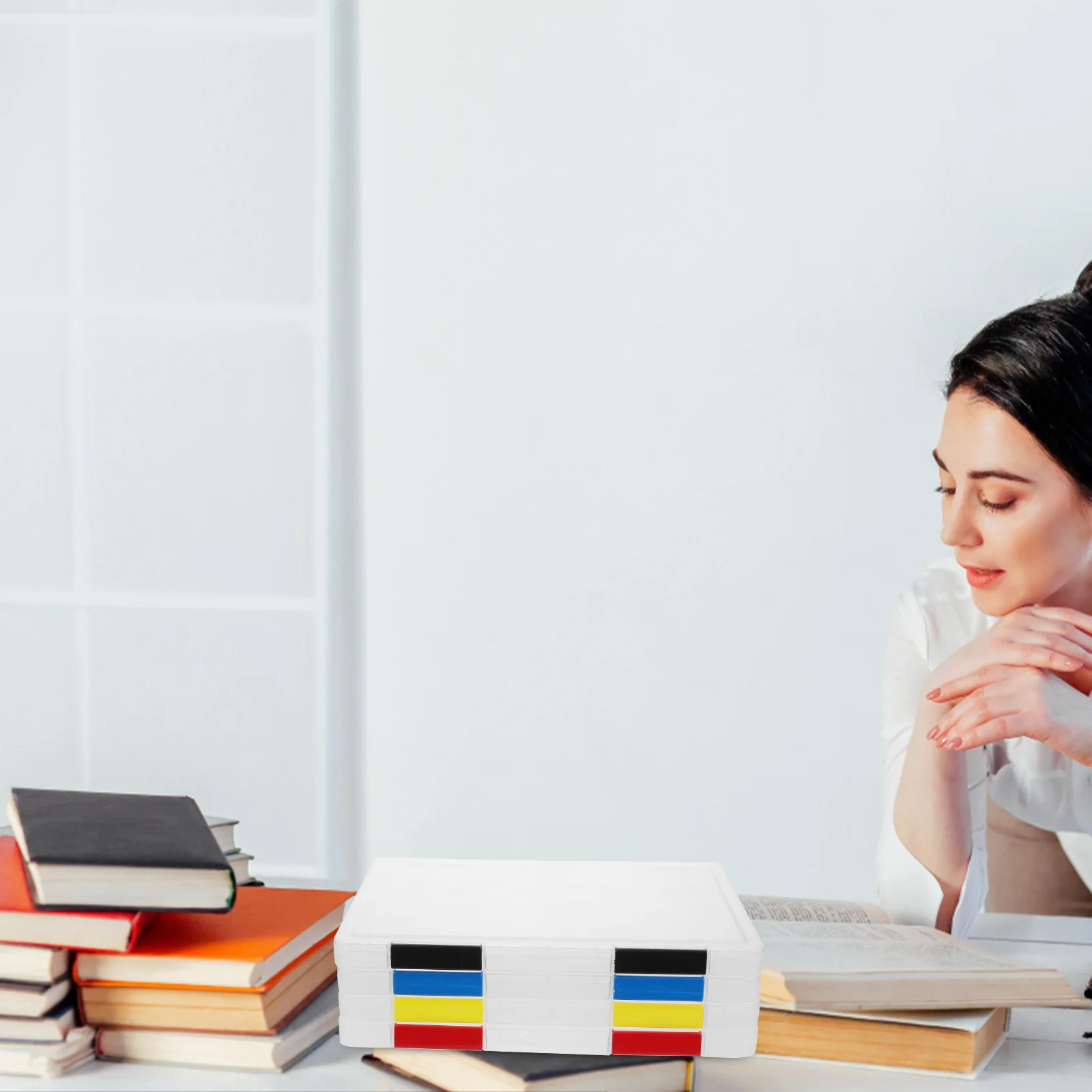 4Pcs Wear-Resistant File Organizer Box Clear Stackable Document Storage for A4 Papers Contracts Recipes Box File