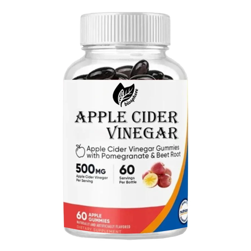 500mg apple cider vinegar, 60 gummies, apple flavor - gluten free, non GMO, corn syrup free