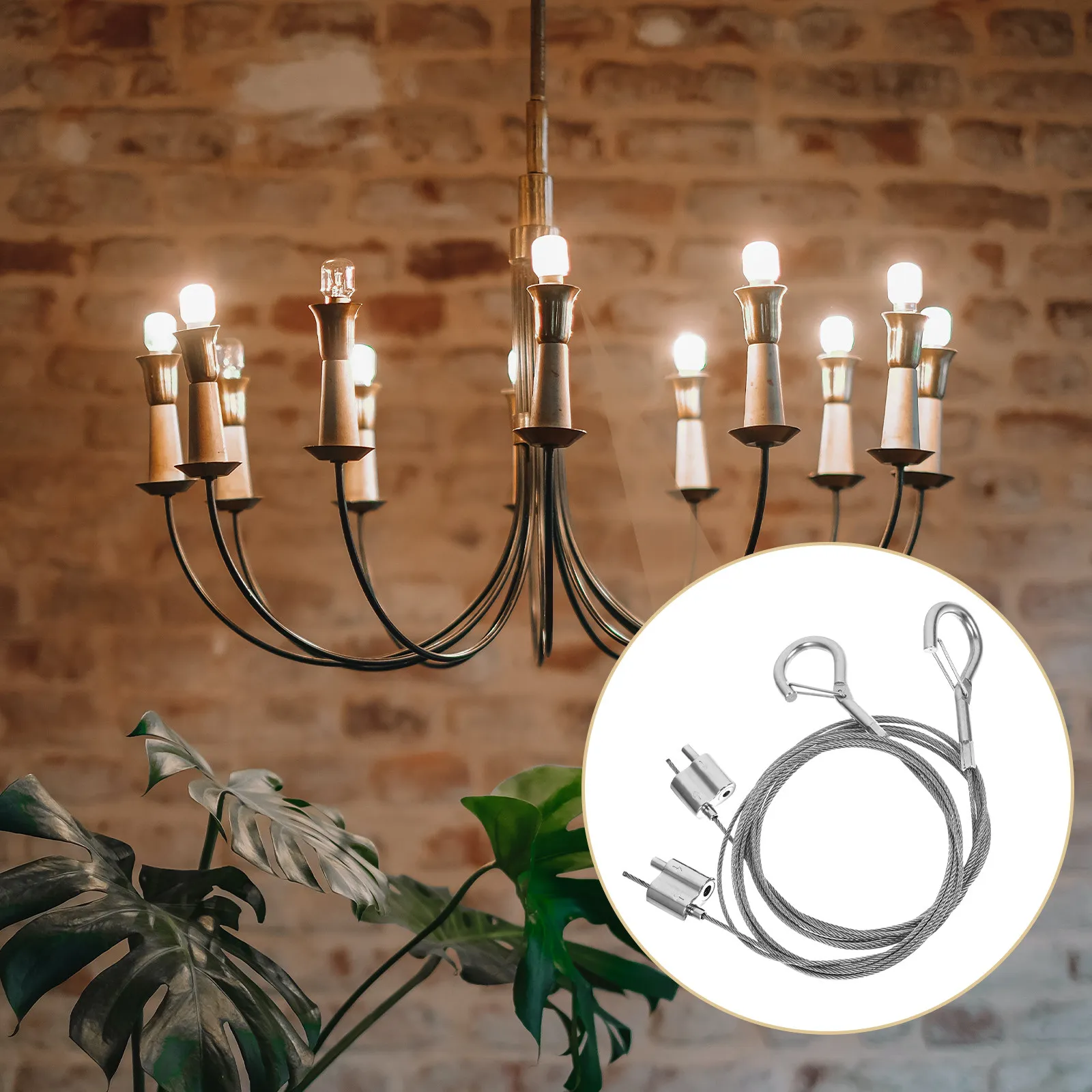 

2Pcs Stainless Steel Picture Hanging Wire Kit Heavy Duty Wire Rope Hangers for Frames Chandeliers Hotel Display