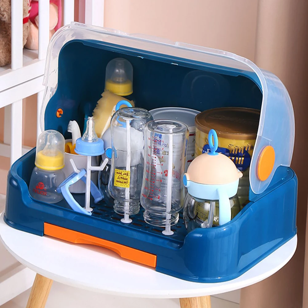 

Dish Drying Rack Water Cup Storage Box Baby Bottle Washing Bin Blue PP Material Kitchen Organizer Hygienic Design Filter Plate