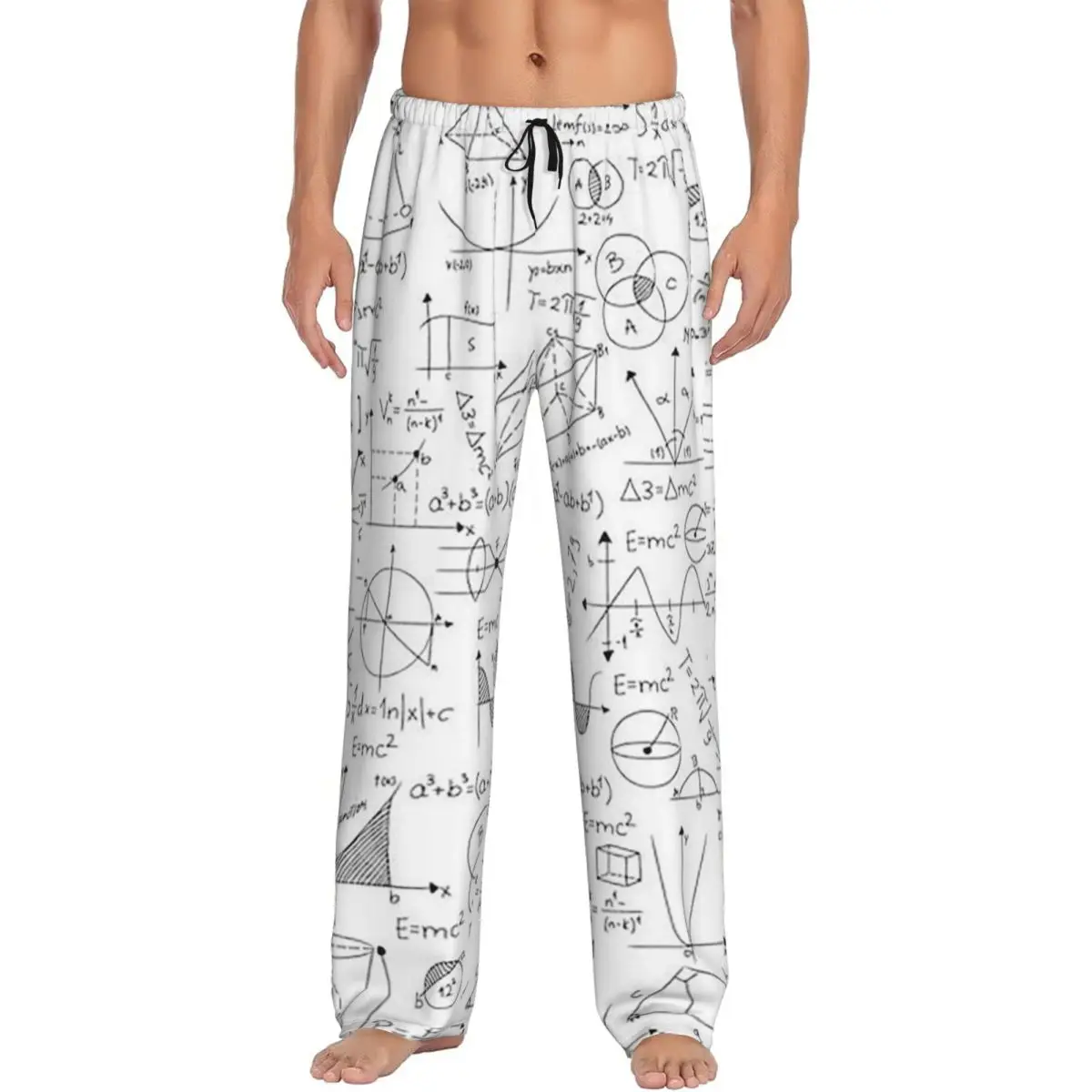 Custom Mathematics Formulas Math Numbers Pajama Pants Men Sleepwear Sleep Lounge Bottoms with Pockets