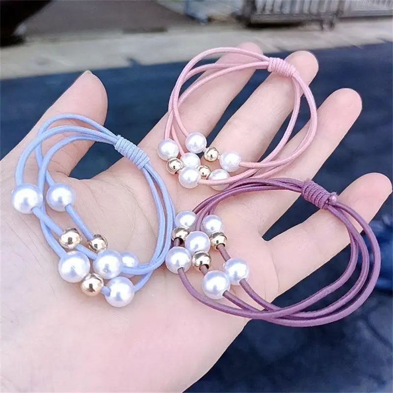 1/3/5pcs Elastic Rubber Hair Bands Pearly Hair Rope Stretch Women simple Hair Ties Scrunchies hair accessories