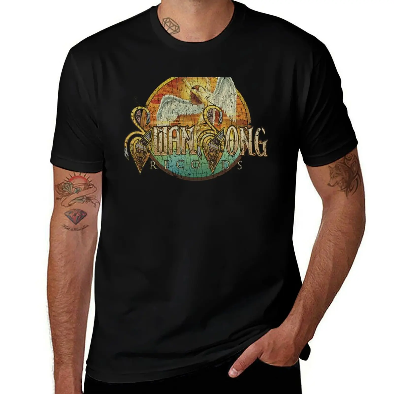 Swan Song Records 1974 T-Shirt anime figures cute clothes customs T-shirts for men cotton