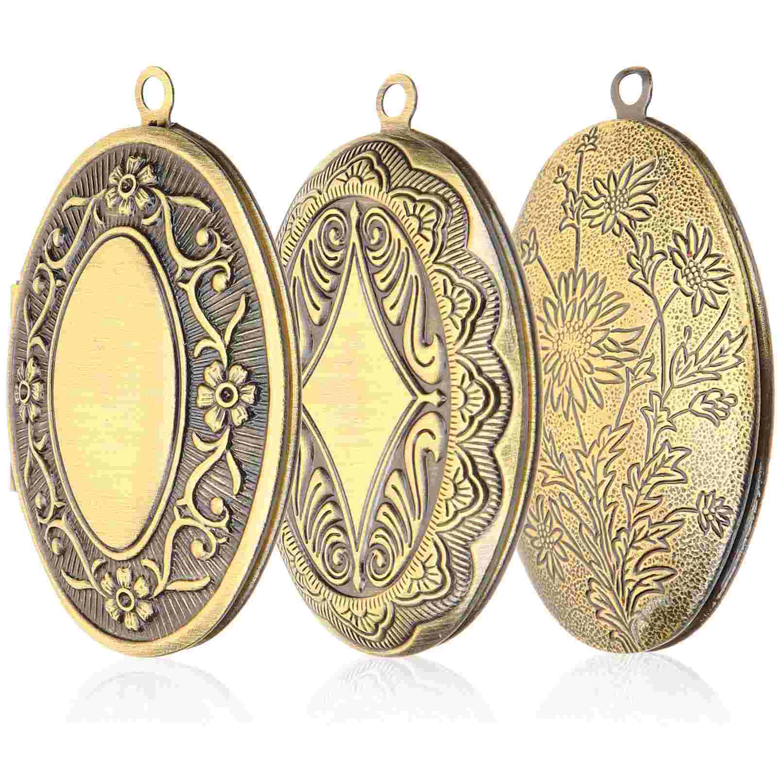 3 Pcs Photo Frame Pendant Wedding Decorations Picture Lockets for Necklaces Girl Metal Miss Ornaments