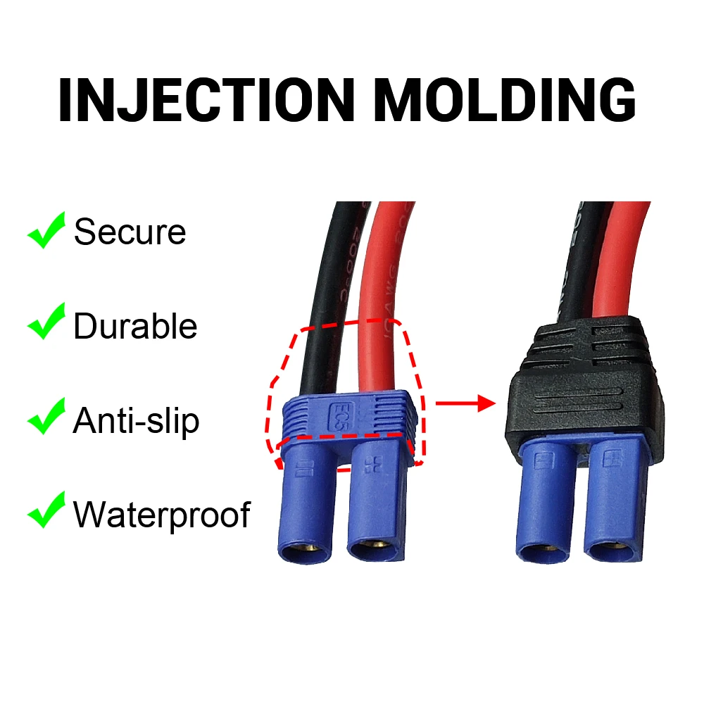 Cable adaptador de batería Lipo EC5 RC, conector macho y hembra EC5, Cable de extensión con cubierta a prueba de polvo, enchufe de alimentación de