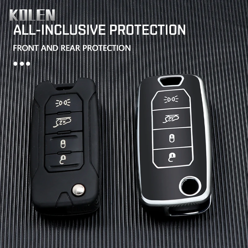 Fashion TPU Car Flip Key Case Cover Shell Fob For Jeep Renegade Compass 2016 2019 4 Button Folding Keyless Protector Accessories