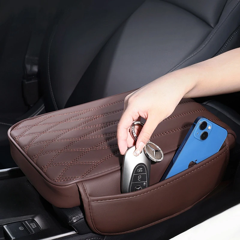 Storage Style Car Armrest Box Height Pad Universal Leather Memory Foam Height Pad Auto Center Armrest Protective Cushion Support