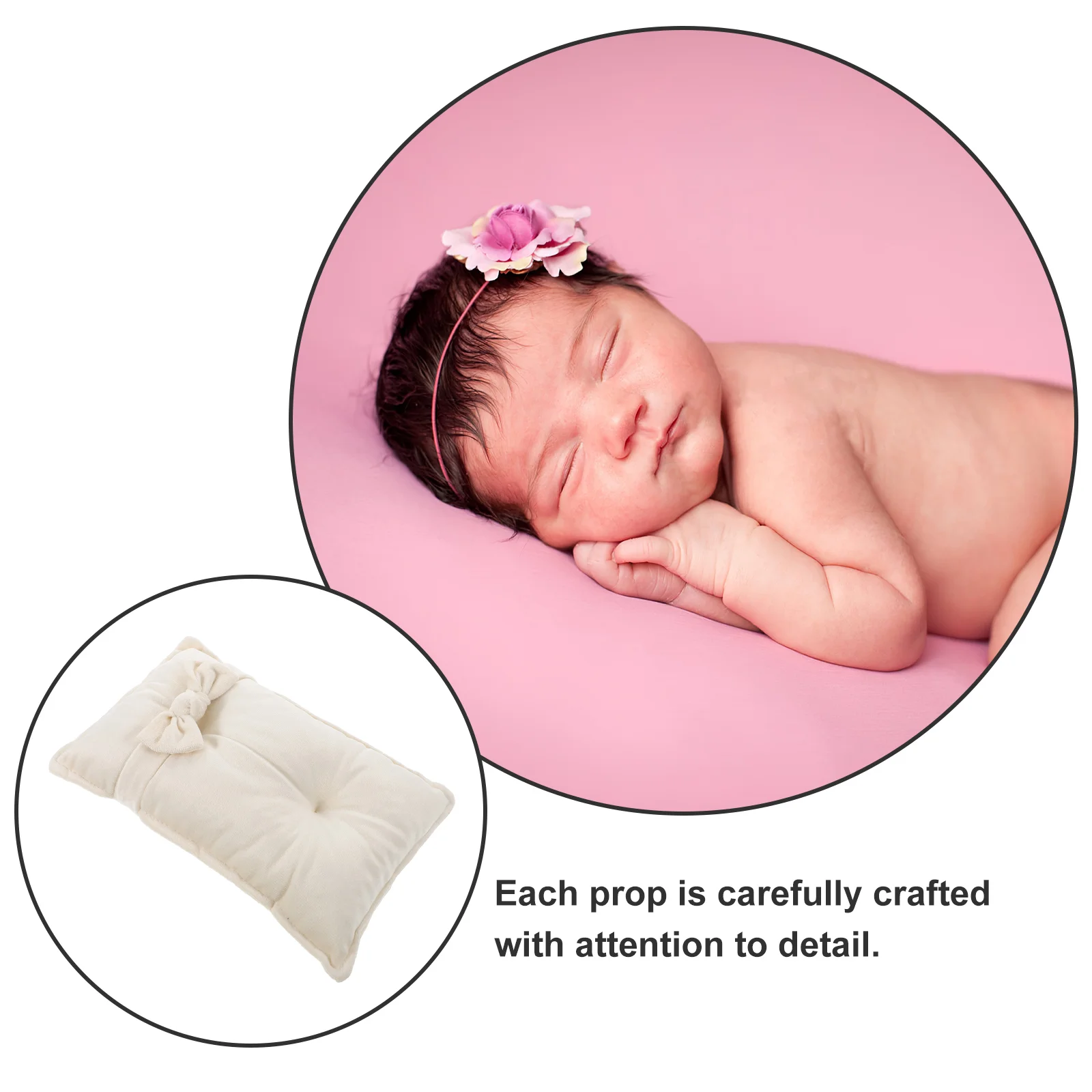 Newborn Photo Pillow Toddler Pillows Baby Girls Hair Bows Headband for Infants Kit