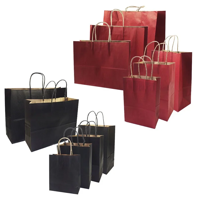 10pcs Kraft Paper Bag Shopping Wedding Birthday Party Packaging Gift Food Takeaway Shoes Clothes Grocery Christmas Festival Bag