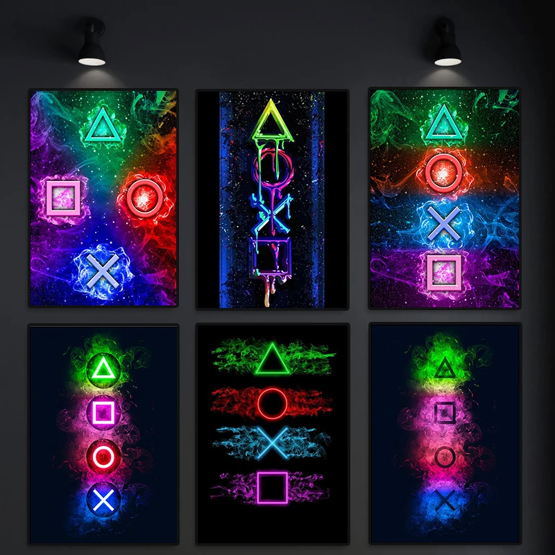 Playroom Poster Decoration Gaming Prints Neon Gamer Canvas Painting Wall Art Picture for Boys Game Room Home Decor Gifts Cuadros