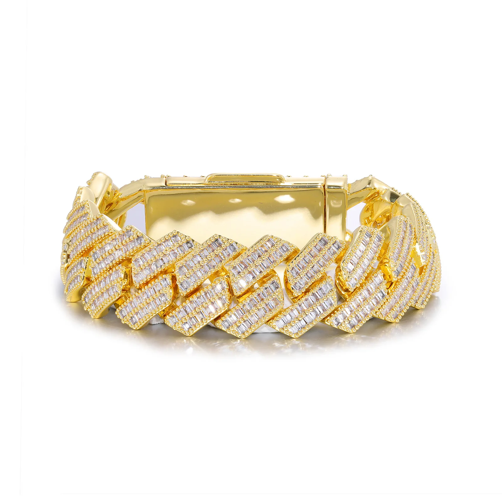 Trendy Men's 20MM Zircon diamond Cubic Zirconia Bracelet Hip Hop Chain Link Design Fashionable Personalized Jewelry Accessory