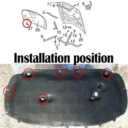 10pcs Engine Hood Bonnet Cover Insulation Pad Clips For VW Bora Golf Polo Audi A3 A4 Seat Ibiza Leon Skoda Octavia