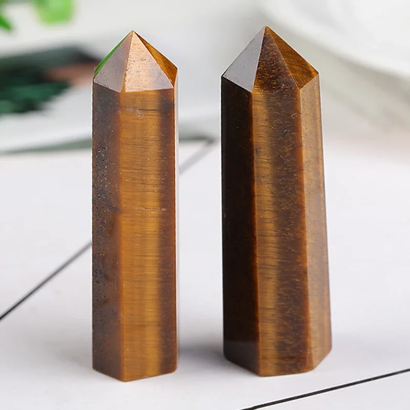 Natural Stone Tiger Eye Stone Crystal Column Crystal Tower Reiki Healing Energy Pyramid 1PC Mineral Aquarium Decoration