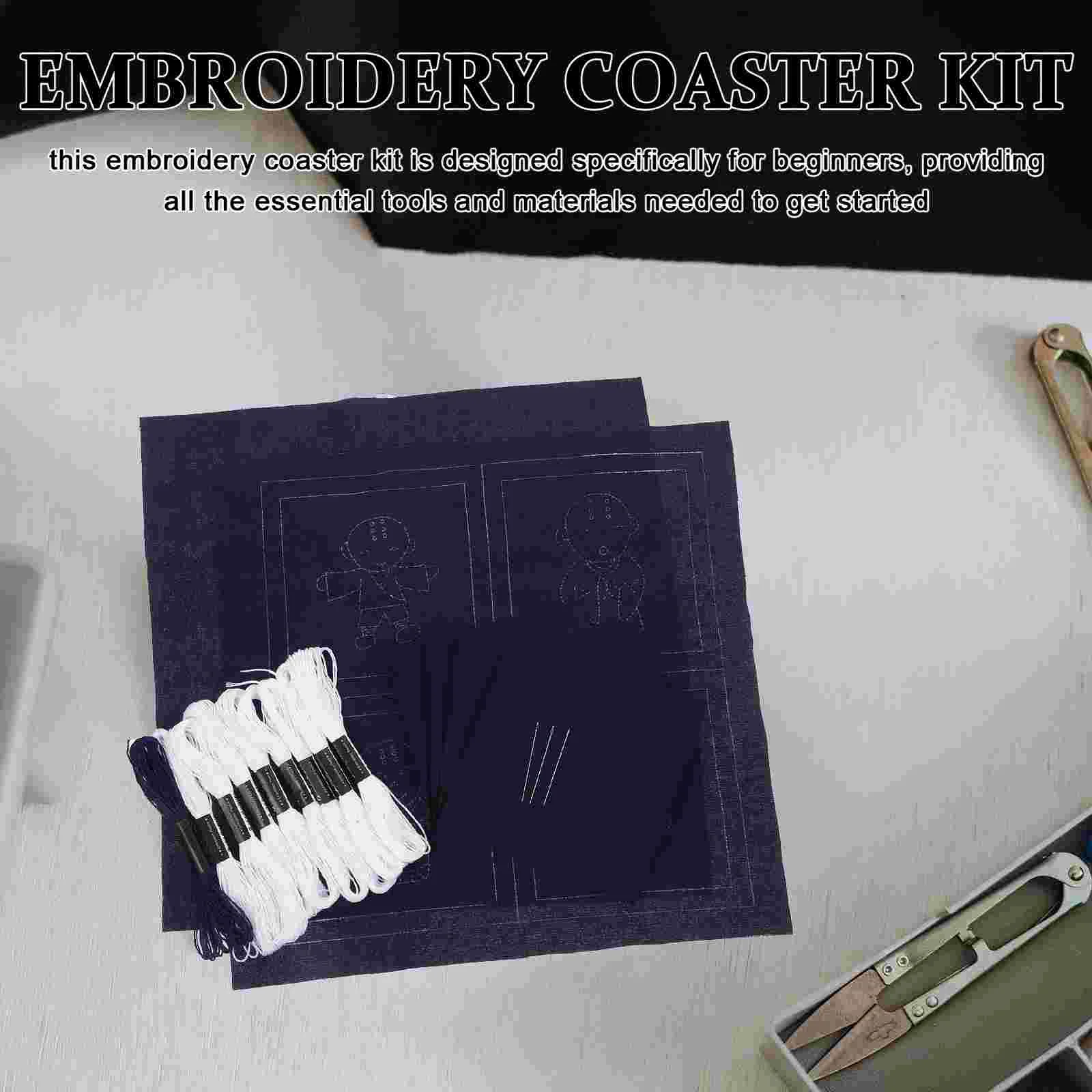 1 Set Sashiko Starter Kit DIY Embroidery Coaster Kit Japanese Traditional Coasters Monk Embroidery Coasters Kits for Adults Maki