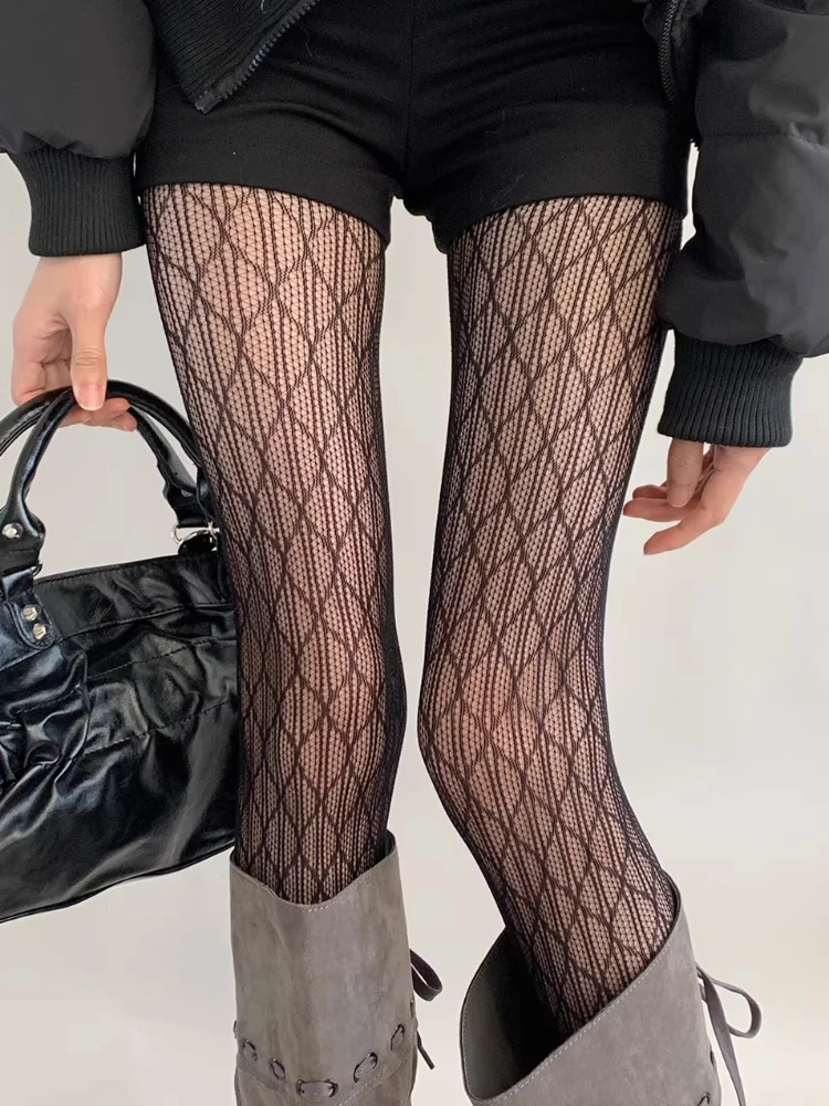 Uniform JK Lange Socken Gothic Lolita Schwarze Netzstrümpfe Japanischer Stil Netzstrumpfhose Retro Transparente Strumpfhose Dessous