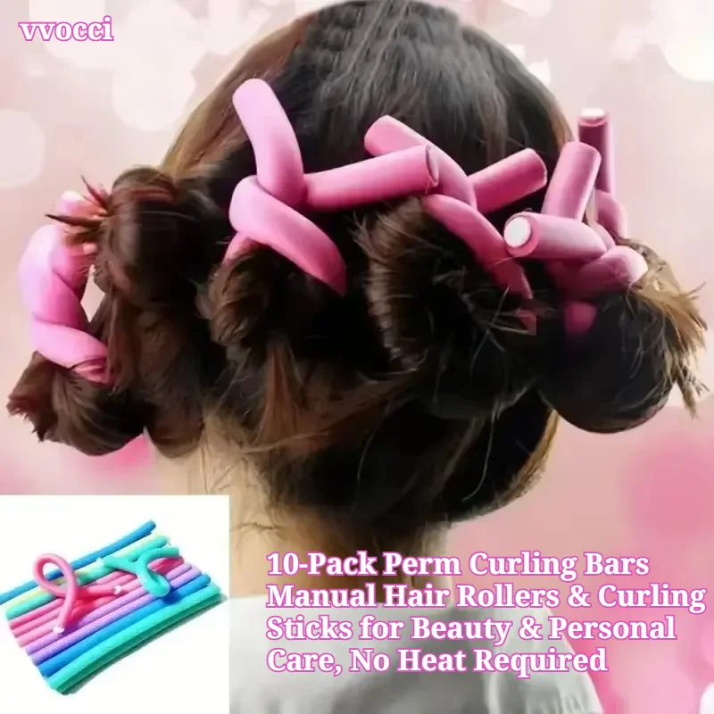 vvocci 10-Pack Perm Curling Bars – Manual Hair Rollers & Curling Sticks for Beauty & Personal Care, No Heat Required