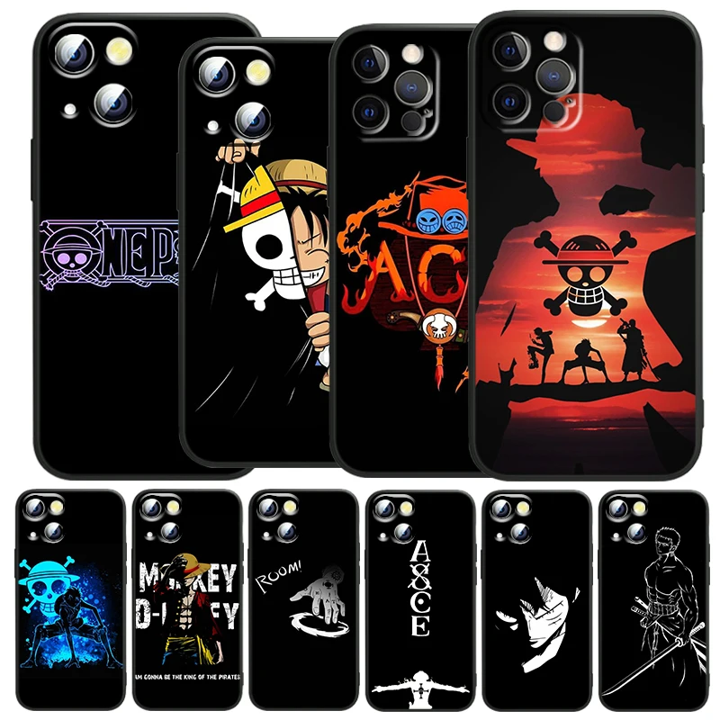 One Piece Anime Cartoon per Apple iPhone 15 14 13 12 Pro Max Mini 11 Pro XS Max X XR 6 7 8 Plus SE 2020 custodia morbida nera per telefono