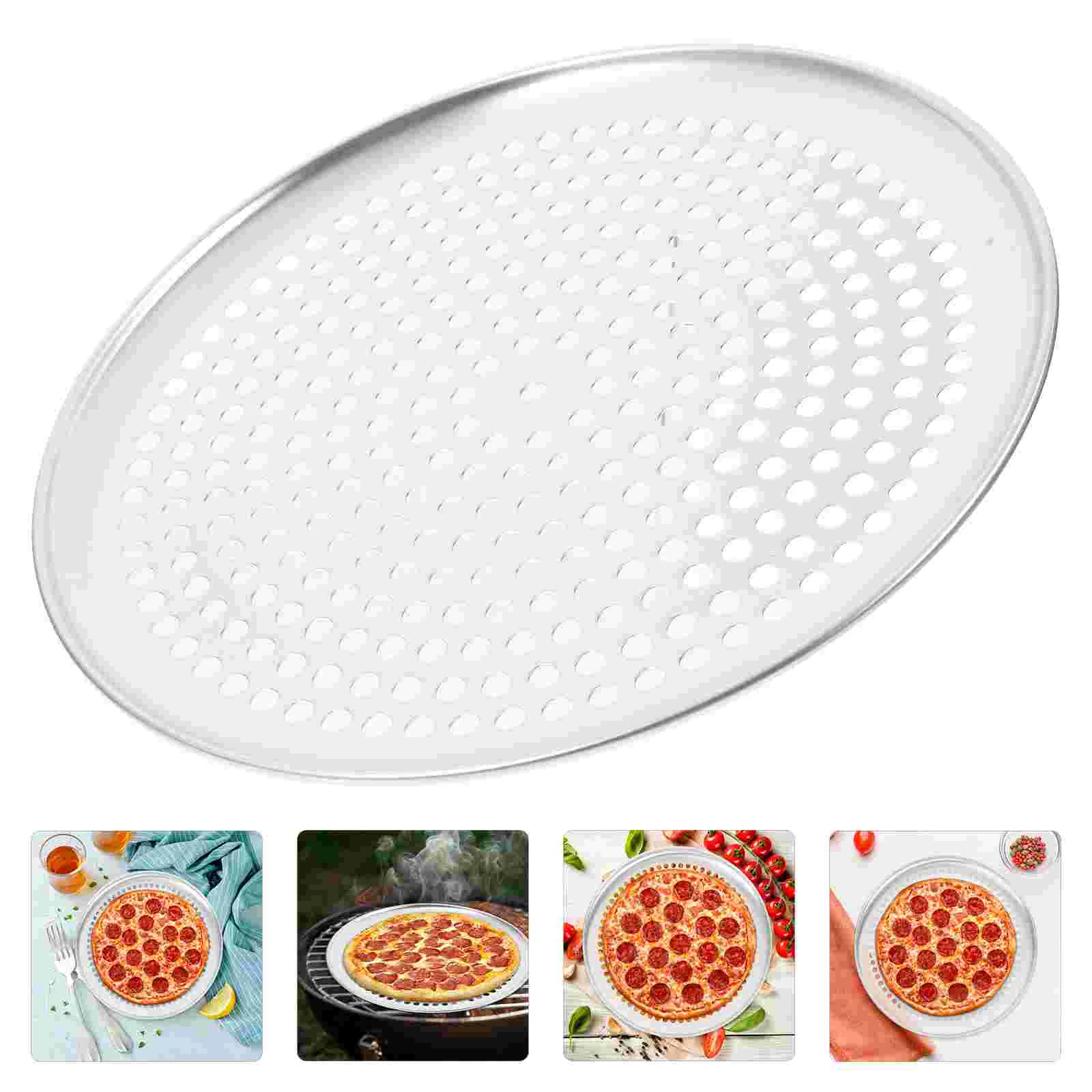 

Hole Pizza Pan Crisper with Holes Perforated Bread Baking Metal Tray Oven Tools