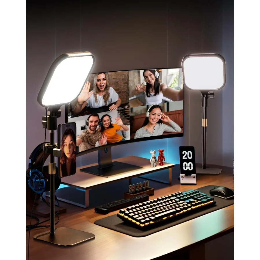 

Zoom Lighting for Computer Video Conference Lighting for Video Calls Desk Light with Stand and Phone Holder for Webcam
