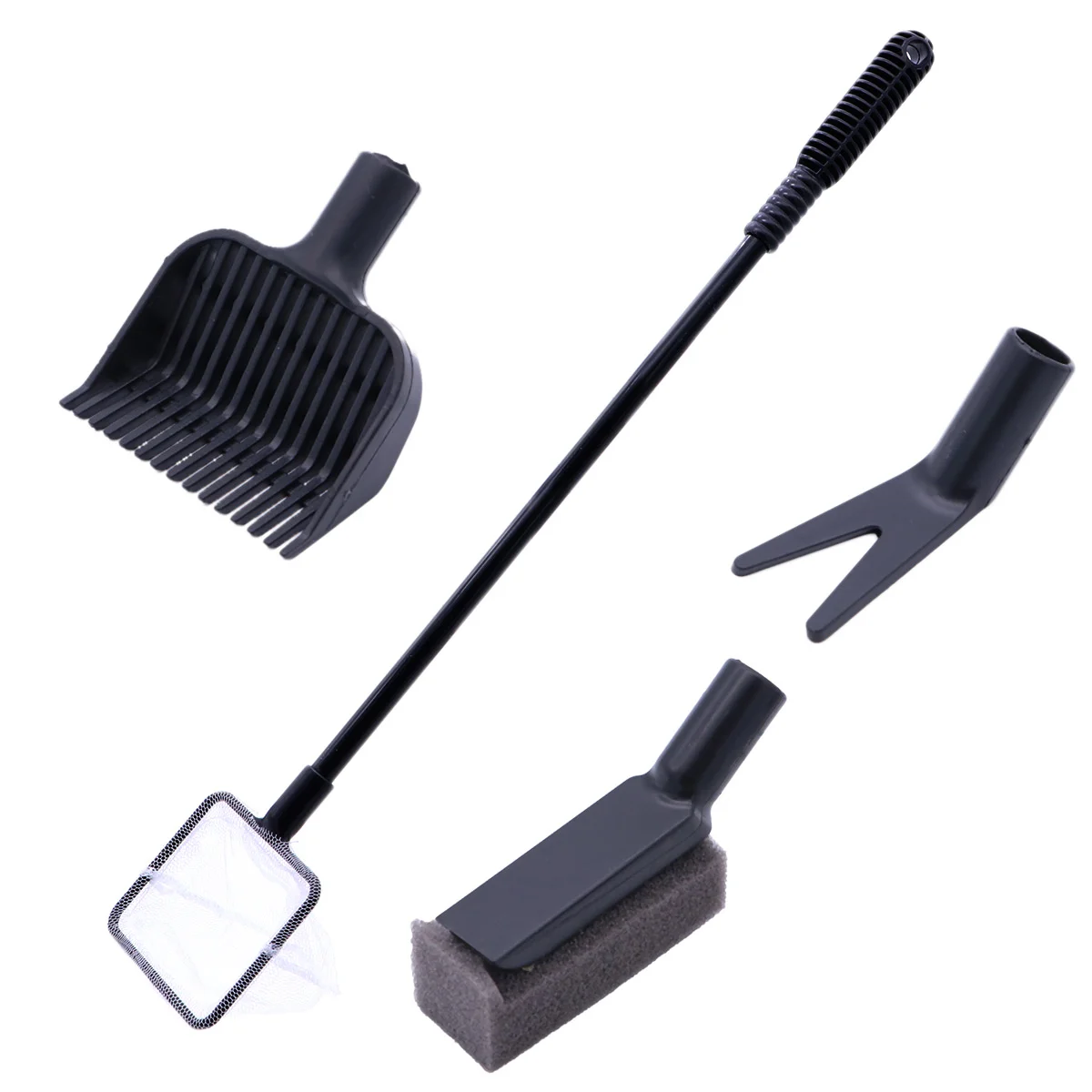 

Plastic 4 in 1 Fish Tank Aquarium Cleaning Brush Complete Aquarium Cleaning Kit Fish Tank Clean Set Fish Net + Rake + Fork + Spo