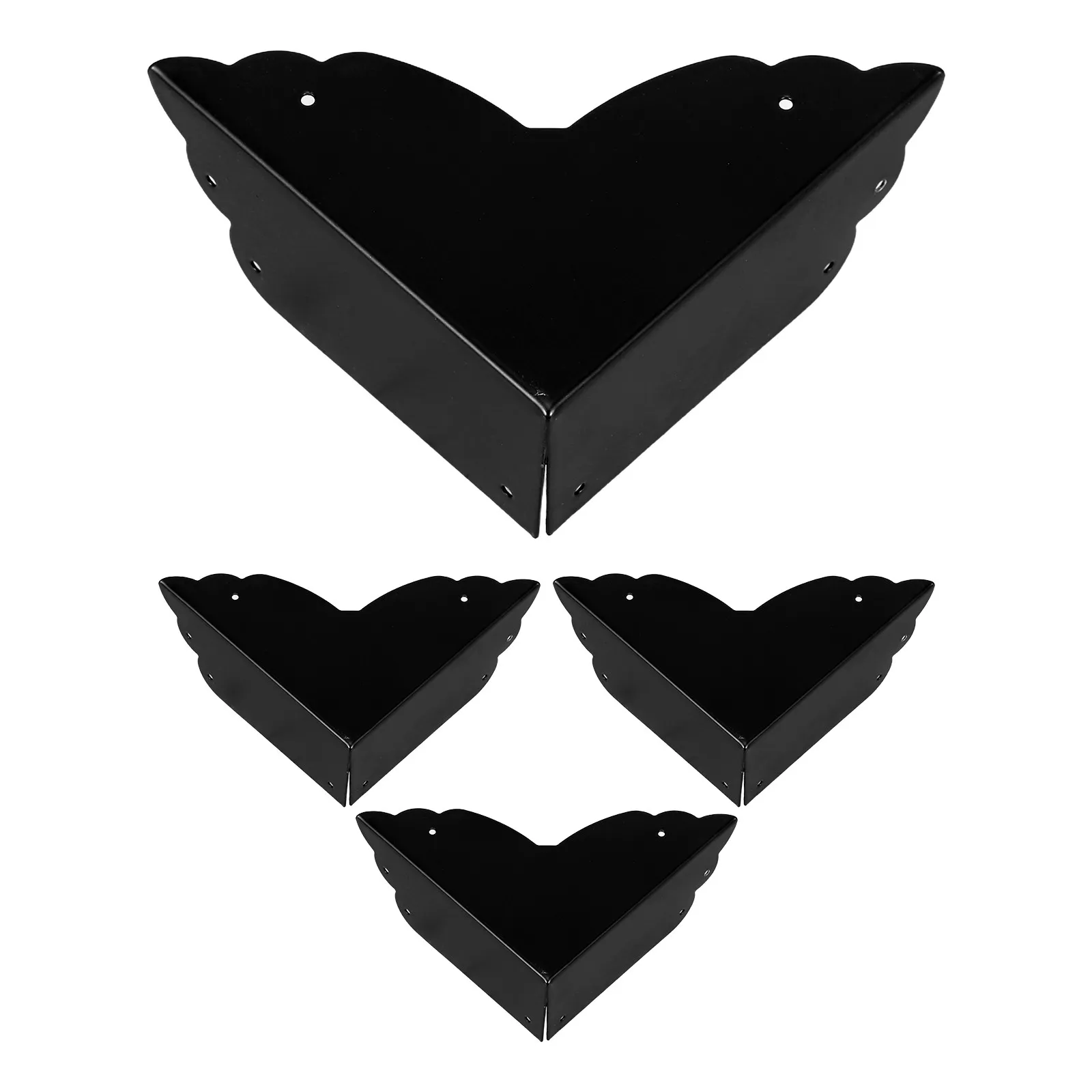 4Pcs Retro Bronze Metal Corner Protectors Decorative Furniture Chest Box Corner Guards Jewelry Storage Cabinet Brackets