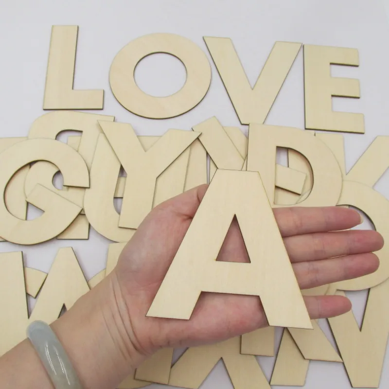 3.5inch Height A-Z Wood DIY Craft Blank Wooden English Letters Number Unfinished Cutouts For  Project Paint Party Home