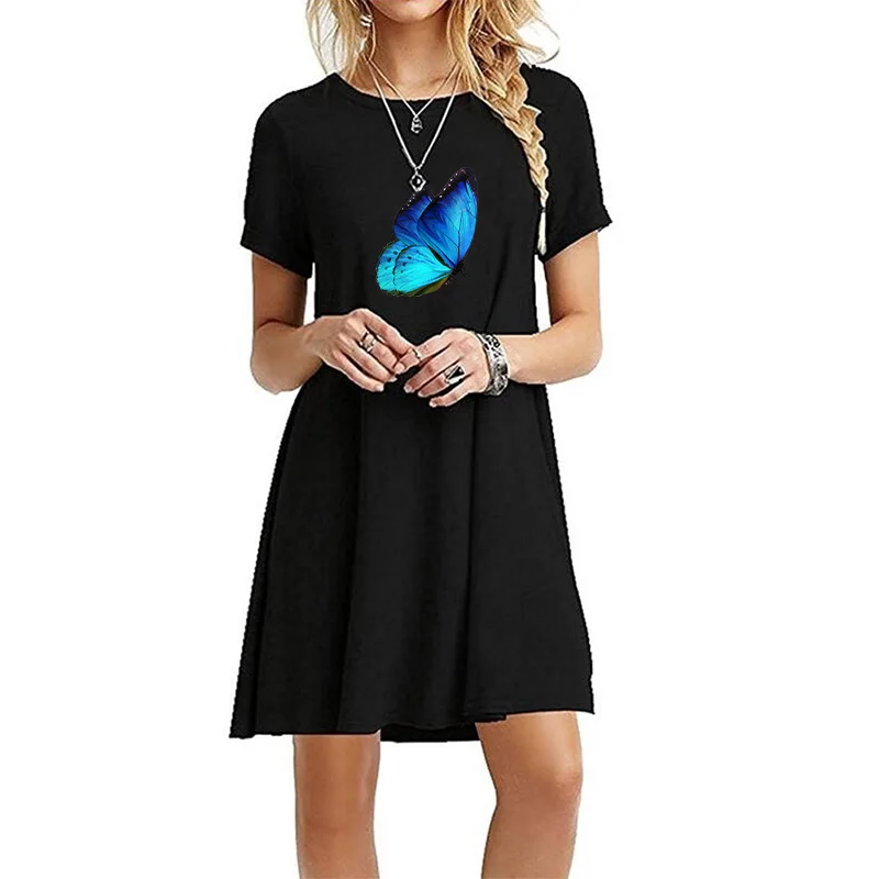 Fashion Women Dress Summer Mini Dress Short Sleeve Mini Dress