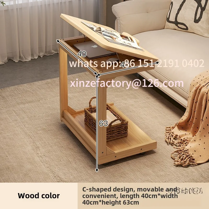 

Customizable Multifunctional Sofa Side Table with Wheels for Living Room Bedroom Portable Sofa Armrest Table