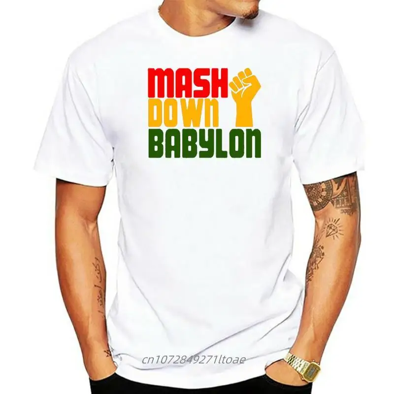 

MASH DOWN BABYLON RINGER T-SHIRT (FOL Branded Reggae Dub Roots Jah Rasta)