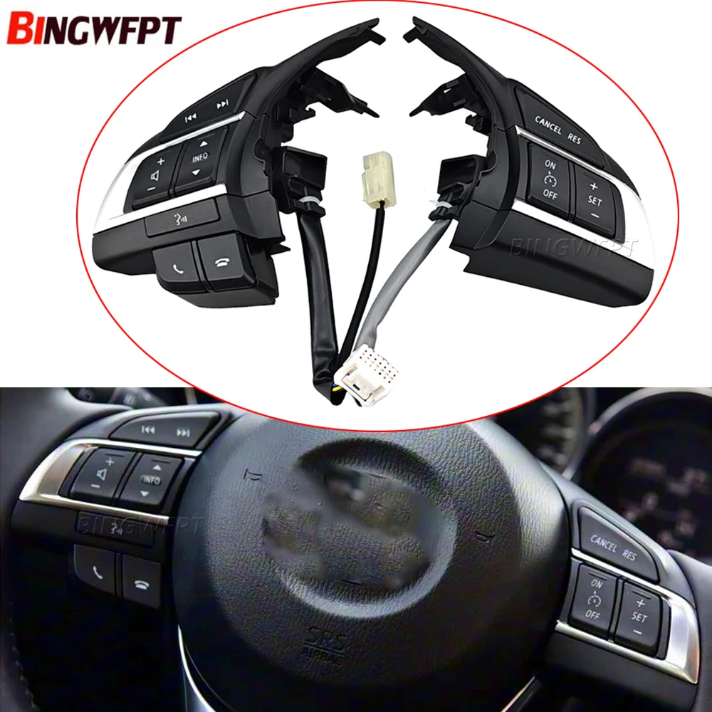 

High quality Steering Wheel Buttons Phone Cruise Control Switch For Mazda 3 Axela Atenza 2014 - 2016 For CX5 2013 2014