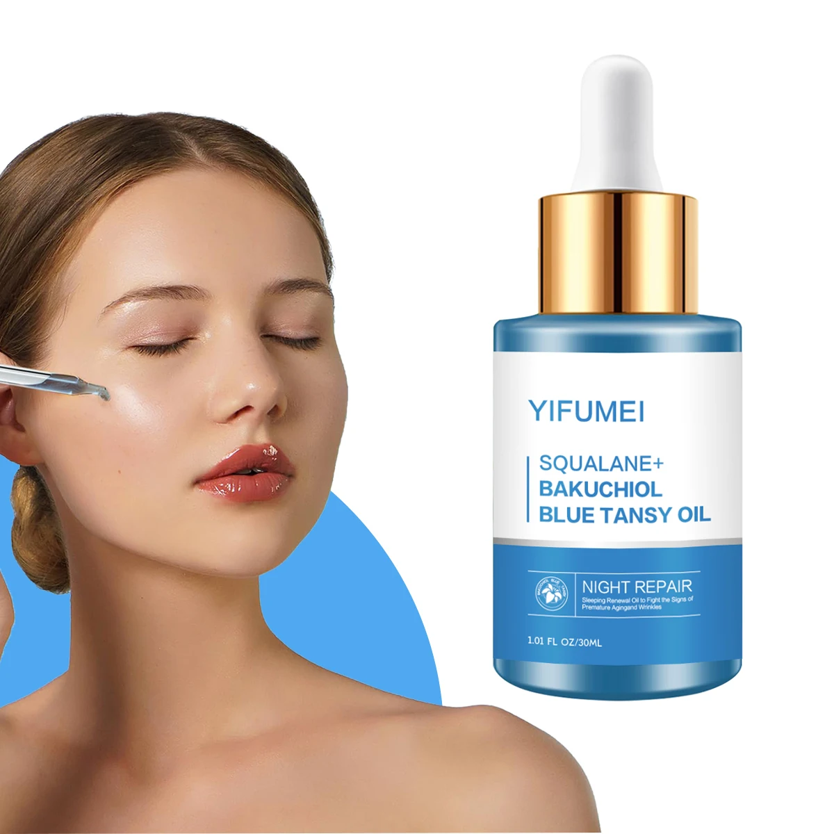 

SQUALANE + BAKUCHIOL BLUE TANSY OIL 100% Pure Natural Vegan Anti Aging Wrinkles Repair Glow Ve Facial Essential Oil for Face